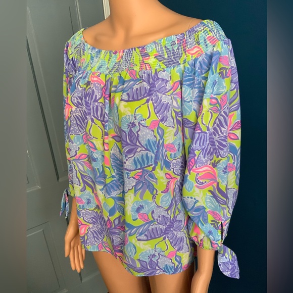 Lilly Pulitzer Multicolor Off-Shoulder Blouse - Picture 3 of 5